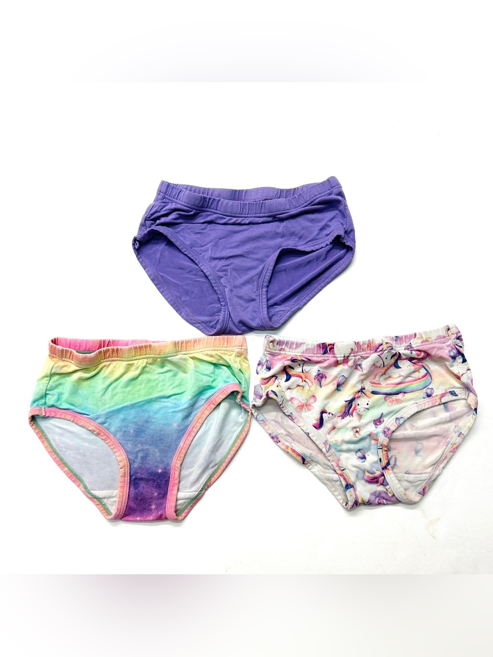 Birdie Bean Girls' Bamboo Bikini Underwear Panties 3 prs Purple Rainbow Unicorn